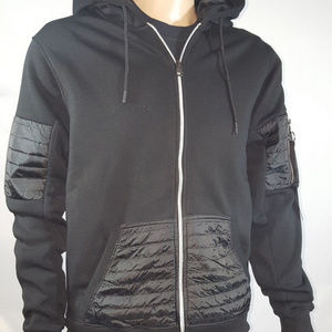 Southpole Full Zip Nylon Trim Hoodie Sweatshirt